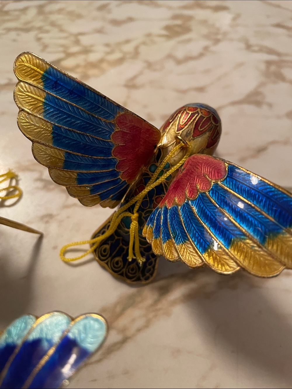 Colorful Cloisonné Hummingbird Ornament - Multicolor Set of (4) - Picture 4 of 9
